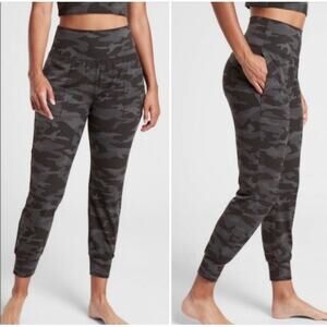 Athleta Pants Womens Large Tall Gray Black Camo Salutation Joggers Pull On Yoga